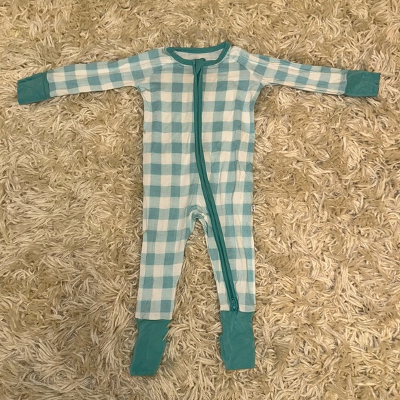 Little Sleepies Other - BAMBOO LITTLE SLEEPIES AQUA BLUE PlAYFUL PLAID ZIPPY PAJAMAS. 3-6 months